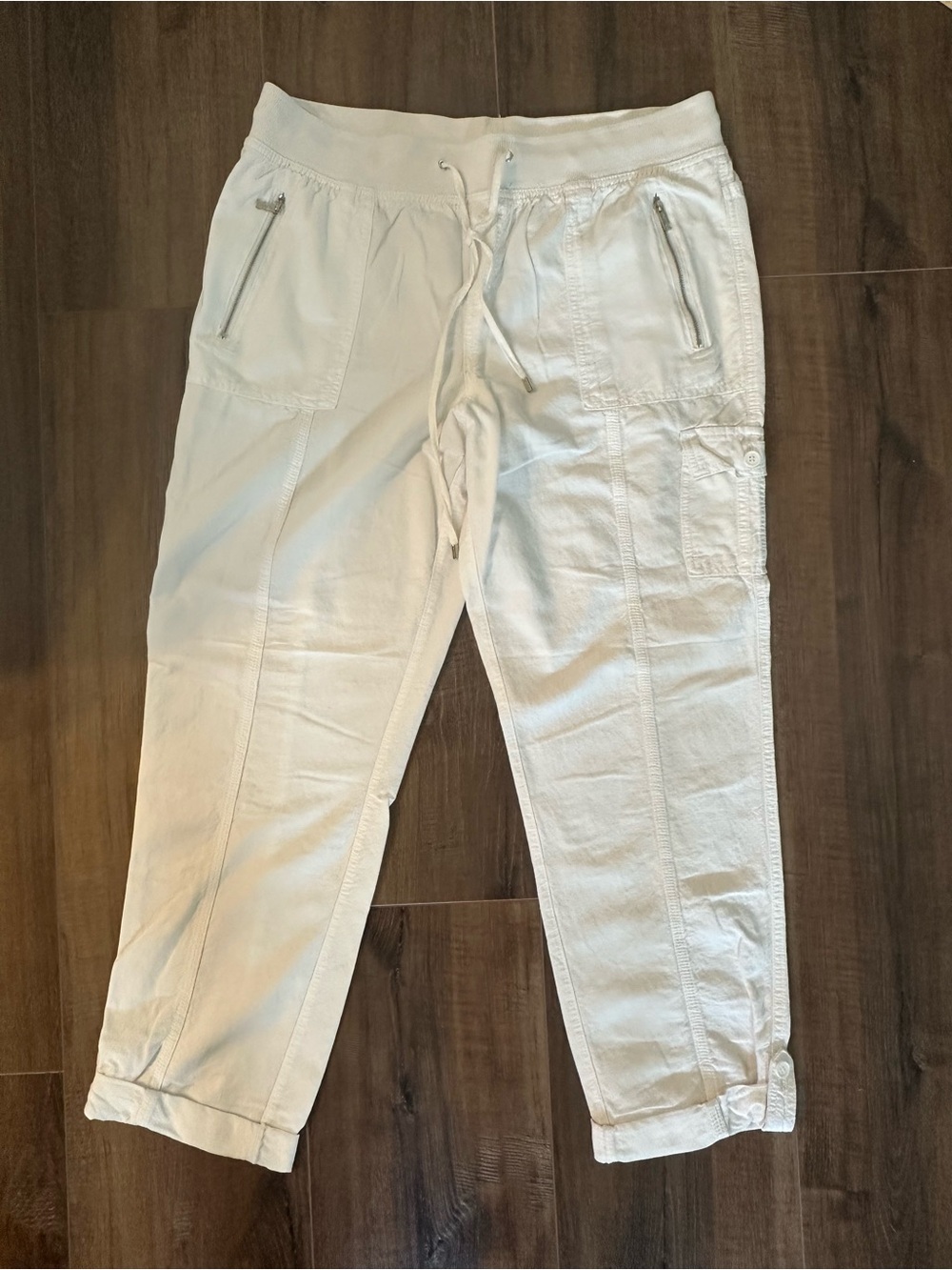Calvin Klein White Cotton Rayon Utility Cargo Jogger Pants – Size L